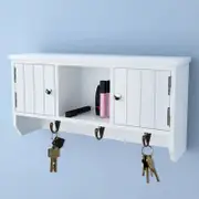 Wall Cabinet for Keys and Jewellery with Doors and Hooks