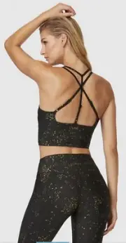 L’urv Stars Align black & gold legging & midi crop top set in M NWT