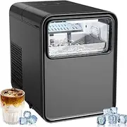 Portable Ice Machine Self-Cleaning,Countertop Ice Maker, Ice Cube Maker with Ice Basket and Scoop,9 Cubes in 6 Mins, 26.5lbs/24Hrs, 2 Sizes of Bullet Ice, for Home Kitchen Party Camping RV