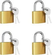 4 Pcs Small Padlocks with Keys,Solid Brass Padlock with Key, Toolbox, Hasp Storage, Gym Locker Lock, School Locker Lock, Shed Lock, Sturdy Gate Locks for Outdoor Fence Weatherproof