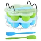 Silicone Egg Bites Molds and Steamer Rack Trivet with Heat Resistant Handles ...