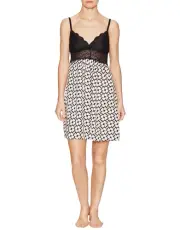 NEW JOSIE BY NATORI $68 BLACK FIJI SWIRL CHEMISE SZ M MEDIUM