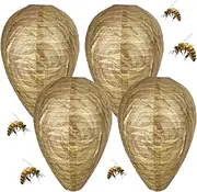 Pack of 4 Dummy Wasp Nest, Weatherproof, Wasp Repellent, Durable Repel, Preventive Against Wasp, Wasp Trap, Artificial Nest, Repel Bees, Anti Hornets for Balcony/Garden Outdoor