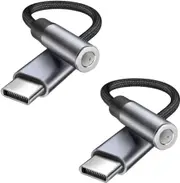 (2-Pack) USB Type C to 3.5mm Headphone Audio Jack Aux Cable Adapter Compatible iPhone IOS 15 Series / Android Samsung / Google Pixel - Grey