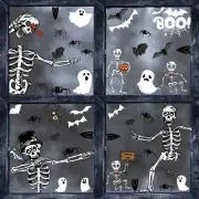 Happy Halloween Window Clings Stickers Gothic Ghost Bat Spider Skull Window D...