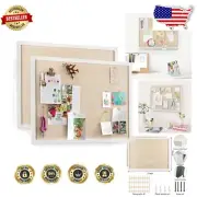 Organize Your Space: 2-Pack 23x18 Inch Linen Wood Bulletin Boards with Pushpins
