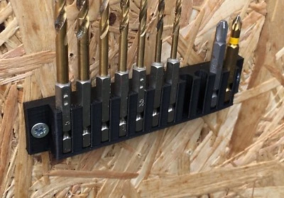 1/4" Hex Shank Screwdriver Bit Holder Storage -Shed Van Workshop (11 or 13 gaps)