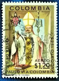 在飛比找Yahoo!奇摩拍賣優惠-[QBo小賣場] 哥倫比亞 1968 教宗 1枚 #7415