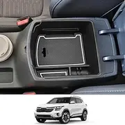 Center Console Organizer Tray for 2020 2021 2022 2023 2024 Kia Seltos Insert Tray Armrest Box Secondary Storage Box Coin and Sunglasses Holder Accessories