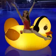 Deeprbetter Inflatable Duck Pool Float with Lights, Solar Powered Cute Duck P...