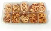 Xwang Store 400pcs Solid Copper Crush Washer Seal Sealing Flat O-Ring Gaskets Assortment Box Kit Set Compatible with Car Truck Vehicle Ships 9 Size