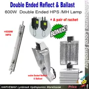 600W Double Ended HPS or MH Grow Light Lamp with DE Fixture Ballast Reflector