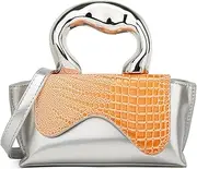 [Jusavie] Small Silver Bag Crossbody Bags Satchels Y2K Evening Bags Handbag for Women Hobo Bags Shoulder Bags Tote Bag for Women 2024