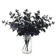 Laelfe 6 Pcs Artificial Eucalyptus Stems Faux Eucalyptus Leaves Branches Black