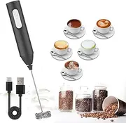 Portable Electric Milk Frother, Battery Operated Mini Foam Maker, Handheld Drink Mixer for Latte, Chocolate, Coffee