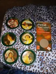 Vintage Coca Cola Drink Coasters Steel 6 Different Calendar Girls New Old Stock