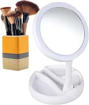 Magnifying Lighted Mirror,Double Sided 10X Magnifying LED Makeup Mirror | Women Beauty Accessories for Dresser, Bathroom