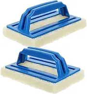 DECOMELODY 2Pcs Ergonomic Handle Sponge Brush Pads for Kitchen Bathroom Cleaning Grout Tile Scrubber Gentle Surface Safe Cleaning Tools for Tub Sink and Shower