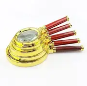 Meichoon Handheld Magnifier 5pcs 10X Magnifying Glass Imitation Wooden Handle Reading Aid Mirror for The Elderly 60/70/80/90/100mm(2.36/2.76/3.15/3.54/3.94inch) UC31