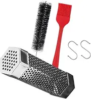 BESPORTBLE 1 Set Stainless Steel Smoke Tube for Bbq Compact Grilling Tool with Cleaning Brush Oil Brush Hooks High Temperature Resistant Durable Grilling Accessory for Outdoor Cooking