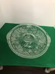 Heavy Crystal 14” Chip & Dip Serving Platter With Fruit Designs