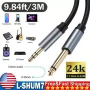 6.35mm 1/4" Male to 3.5mm 1/8" Male TRS Bidirectional Stereo Audio Cable Adapter