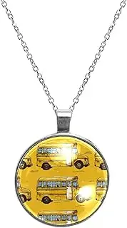 [Diusye] Necklaces for Women, Old Yellow School Bus Print Stainless Steel Pendant Necklace Jewelry Birthday Anniversary Wife Girls Friends Gift