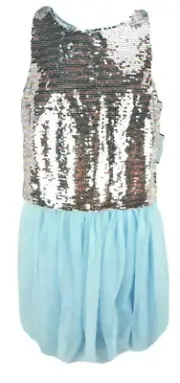 Girls 14 Lilt 2Pc Outfit Dress Tutu Skirt Sequin Top Blue Aqua Multicolor
