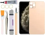 Yuntunele Back Covers Glass Replacement for iPhone 11 Pro Max All Carriers with Professional Tool Set (Gold)