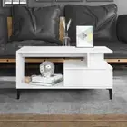 Wooden Coffee Table High Gloss White 90x49x45cm Sofa Lounge Side Storage