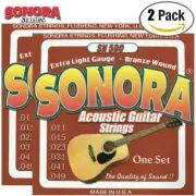 2-PACK Sonora SN500 Acoustic Guitar Strings 11-49 Juego Cuerdas Metal