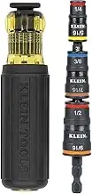 Klein Tools 32910 Impact Driver, 7-in-1 Impact Flip Socket Set with Handle, 6 Hex Driver Sizes plus a 1/4-Inch Bit Holder