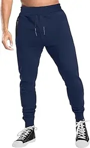[Qolkmuiy-GJ] Men's Gym Workout Casual Joggers Breathe Tapered Athletic Gym Pants Running Track Pants with Pockets