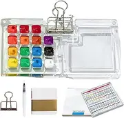 Tobios Watercolor Kit, Tobios Watercolor Set, Mini Pocket Watercolor Paint Set with Palettes, Pocket Artist Water color Travel Set, For Artists, Beginners & Painting Enthusiasts (Acrylic Sheet 15set)