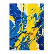 Yellow Blue Art Painting Canvas Print