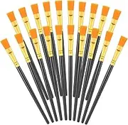 20pcs Flat Paint Brushes 0.5 Inch Wide, Watercolor Acrylic Paint Brushes Bulk Synthetic Nylon Oil Painting Brushes for Artists Professional Amateurs Acrylic Painting Crafts Canvas (Black)