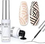 TOMICCA Gel Polish Nail Art Liner Set, 2pcs Black & White Soak Off UV LED French Manicure for Drawing and Color Painting Starter