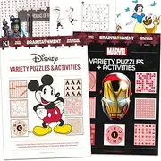 Mickey Mouse and Marvel Ppuzzles and Activities Book 2 Pack for Teens, Adults - Bundle with 2 Disney and Marvel Word Search and Coloring Book Book Plus Pen | Word Search Puzzle Books for Adults