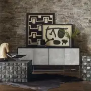 Bone Inlay Sideboard, Vintage Sideboard Buffet - Handmade Living Room Furniture