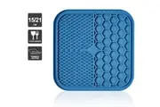 Qttie Pet Dog Lick Mat Cat Slow Feeder Bowl Pad Treat Boredom Grooming Helper Yogurt(21cm/Blue)