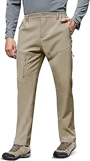 [MOURCE] Fleece Lined Hiking Pants Men - Waterproof Softshell Outdoor Ski Snow Cargo Pants with Zipper Pockets