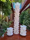 Set of 10 Stackable Planter VerticalGarden Tower StrawberryFlower Pot WheelTray