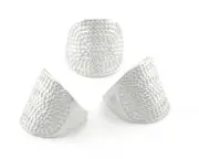 Dots Ring Shiny Silver Plated brass Adjustable (18.5mm 8.5US inner size) 2744