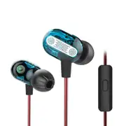 ZSE HiFi Double Dynamic Driver 3.5mm Wired Noise Isolating Heavy Bass In-ear Earphone Headphone BLUE COLOR