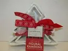 Ciroa CELEBRATE CHRISTMAS Set of 2 CHRISTMAS TREE Shape PORCELAIN Ramekins 5.5"