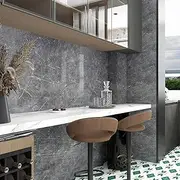 40cmx9m Dark Grey Marble Wallpaper Peel and Stick Thick Contact Paper Self Adhesive Removable Waterproof Renter Friendly Stick on Wallpaper 3D Granite Texture Glossy Wall Decals for Apartment Bedroom