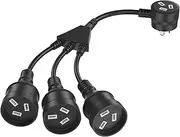 30CM Piggyback Extension Lead, 1-to-4 Power Extension Cord, 3-Pin Plug Durable Flexible Extension Lead Cable for Home Office, 2500W, 250V, 10A, Black