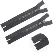 2PCS 7 Inch #5 Close End Plastic Zippers Bulk Black Molded Resin Zippers for Sew