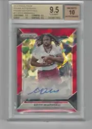 2016 PRIZM KEITH MARSHALL RC AUTO RED CRYSTAL PRIZM 04/75 BGS 9.5 GEM GEORGIA