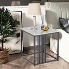 Square Marble Coffee Table Simple Modern End Accent Table Floor Metal Frame Desk